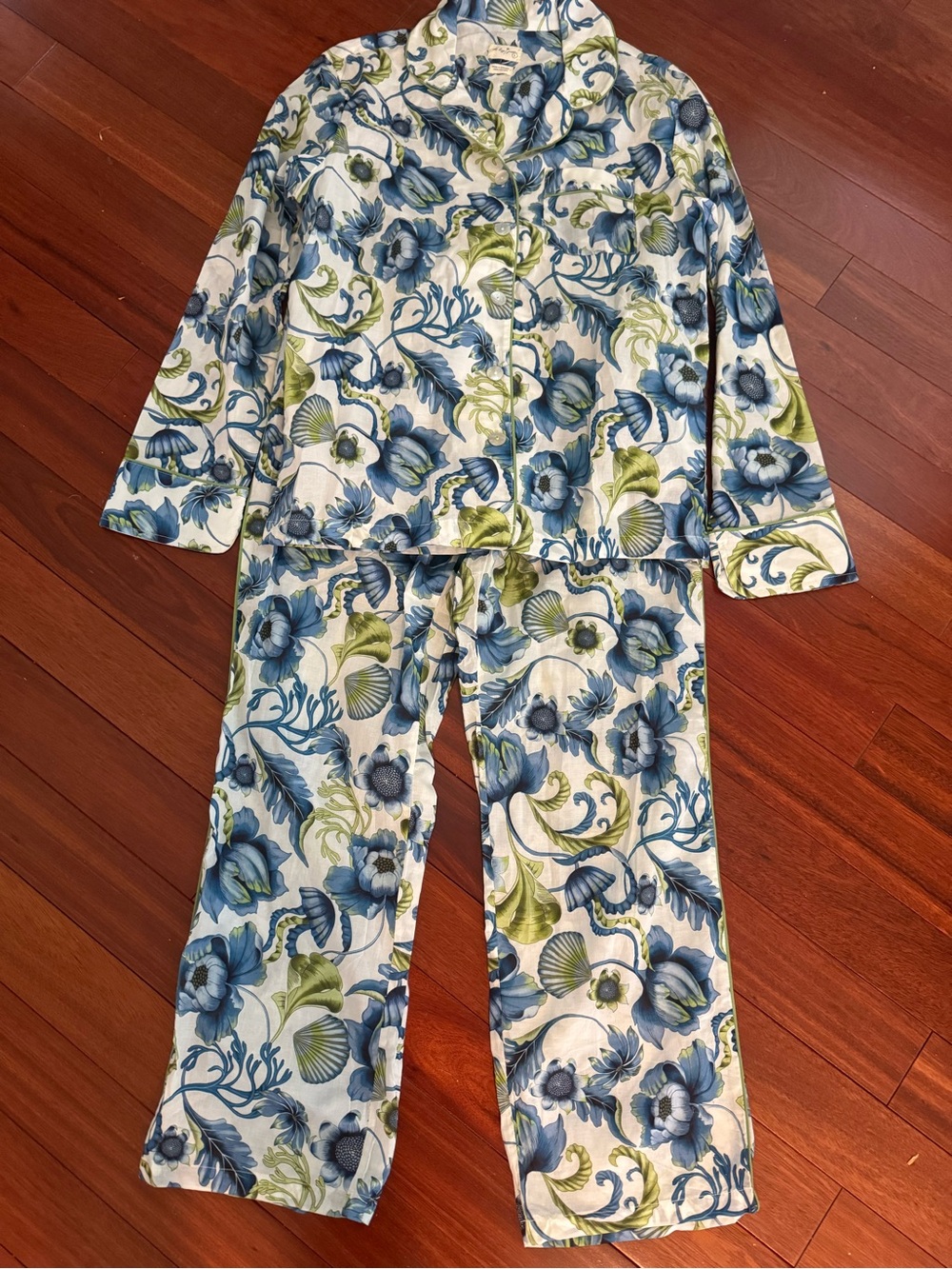 The Lazy Poet Pajama Set SZ L 100% Cotton Emma Green Medusa Tailored Anthropolo